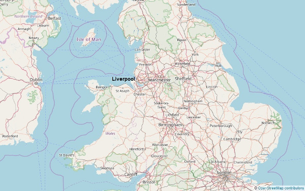 Location of Liverpool in the Northwest of England