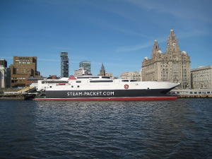 Isle of Man catamaran at the Pier Head