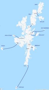 Map of inter-island flights and ferries