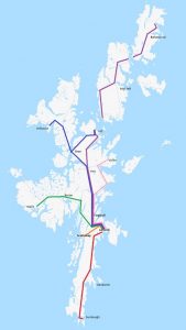 Schematic of Shetland bus routes