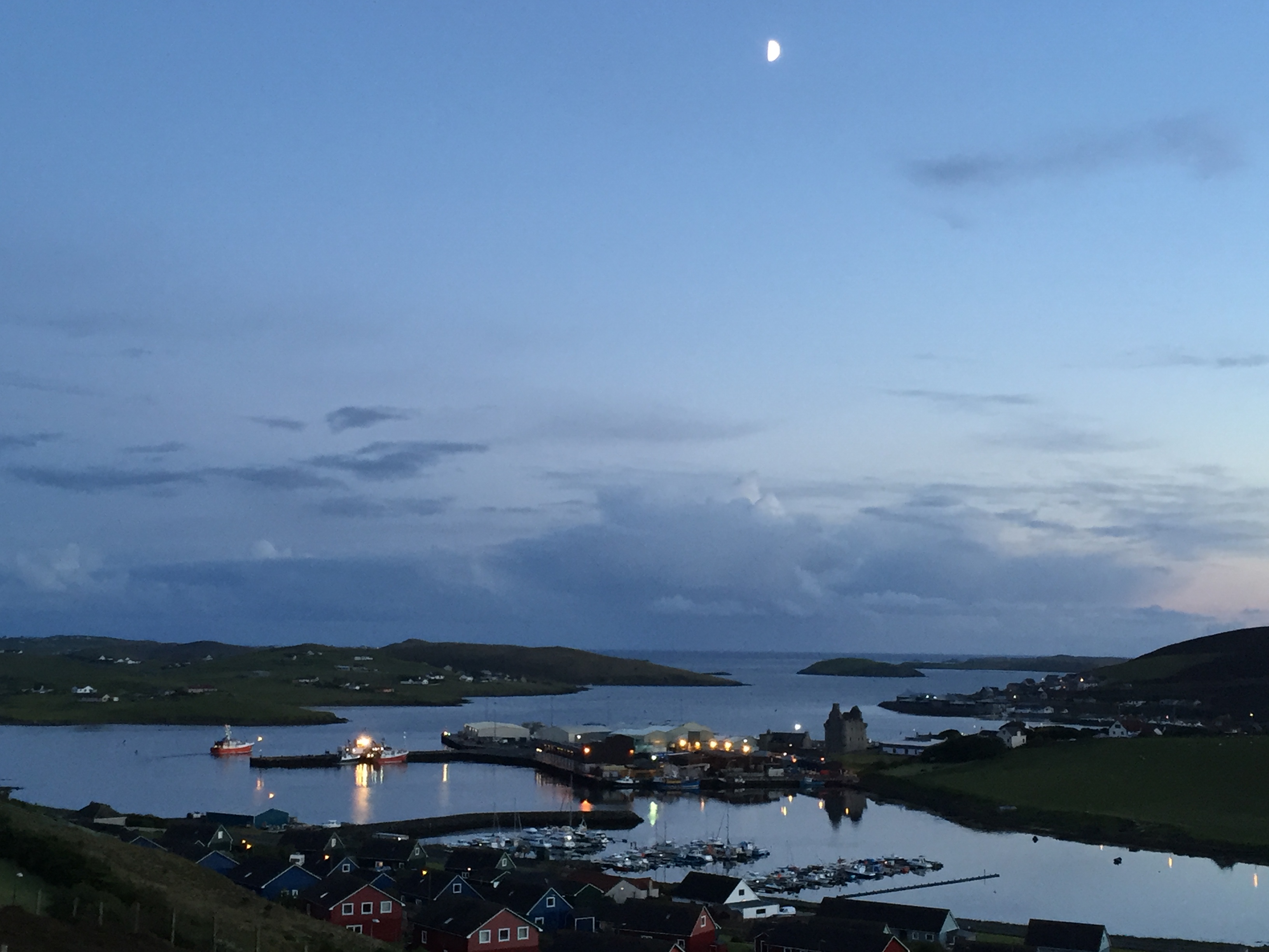 Scalloway seen at 11 o clock at night